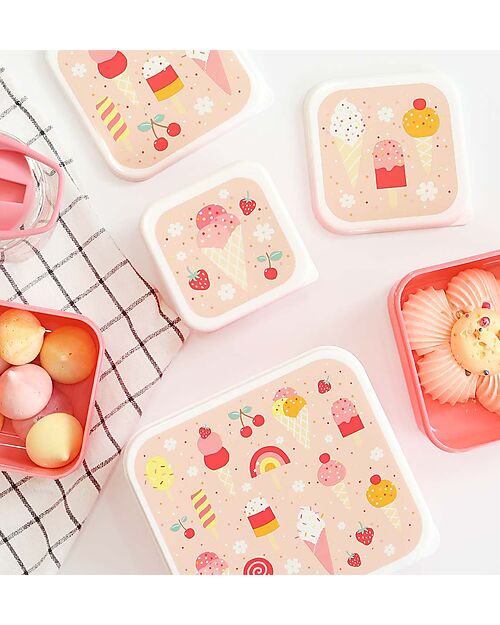 A Little Lovely Company Lunch & Snack Box Set - Ice-Cream Snack Boxes