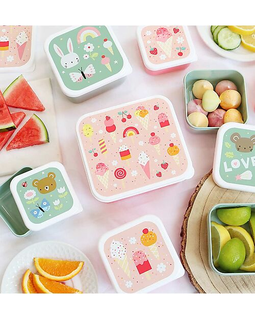 A Little Lovely Company Lunch & Snack Box Set - Ice-Cream Snack Boxes