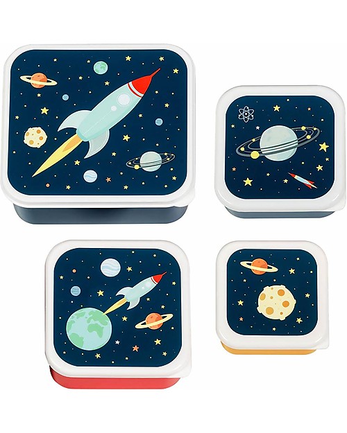 A Little Lovely Company Lunch & Snack Box Set - Space Snack Boxes