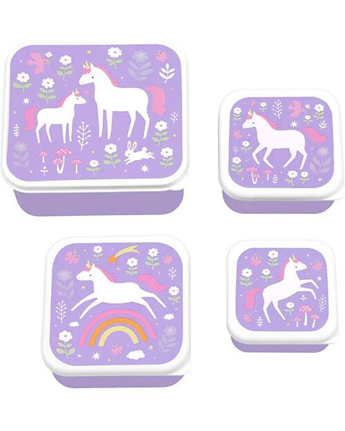 A Little Lovely Company Lunch & Snack Box Set - Unicorn Dreams Snack Boxes