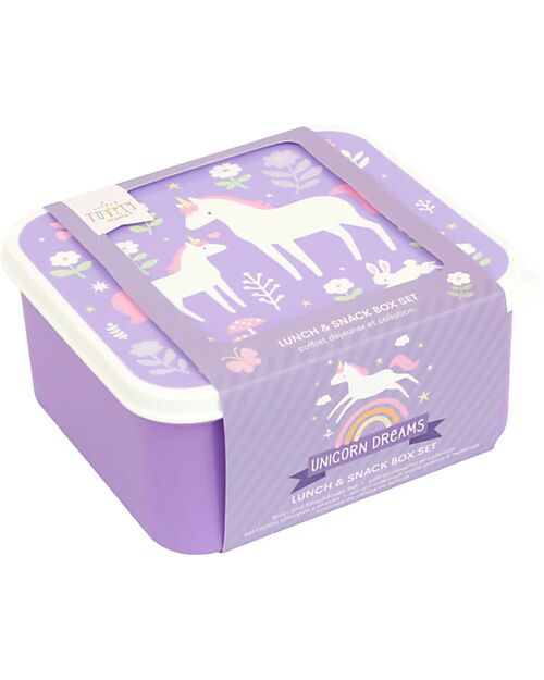 A Little Lovely Company Lunch & Snack Box Set - Unicorn Dreams Snack Boxes