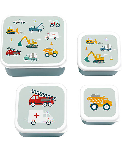A Little Lovely Company Lunch & Snack Box Set - Vehicles Snack Boxes