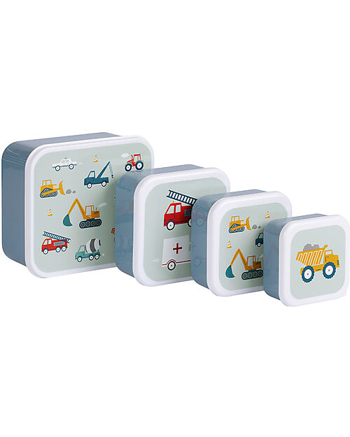 A Little Lovely Company Lunch & Snack Box Set - Vehicles Snack Boxes