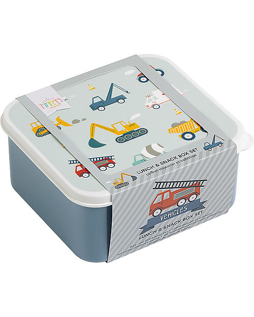 A Little Lovely Company Lunch & Snack Box Set - Vehicles Snack Boxes