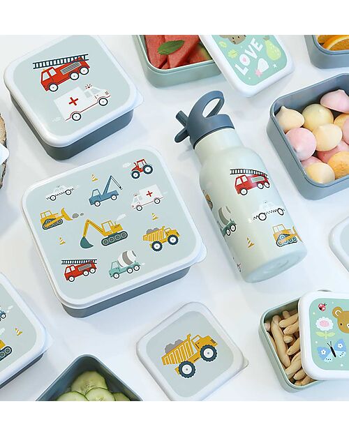 A Little Lovely Company Lunch & Snack Box Set - Vehicles Snack Boxes