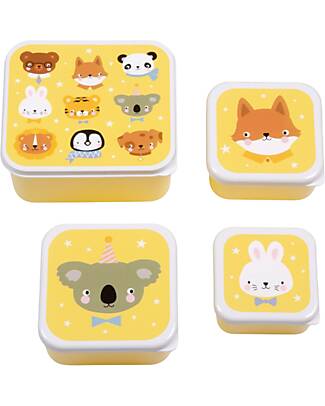 A Little Lovely Company Lunch and Snack Box Set - Animal friends Snack Boxes