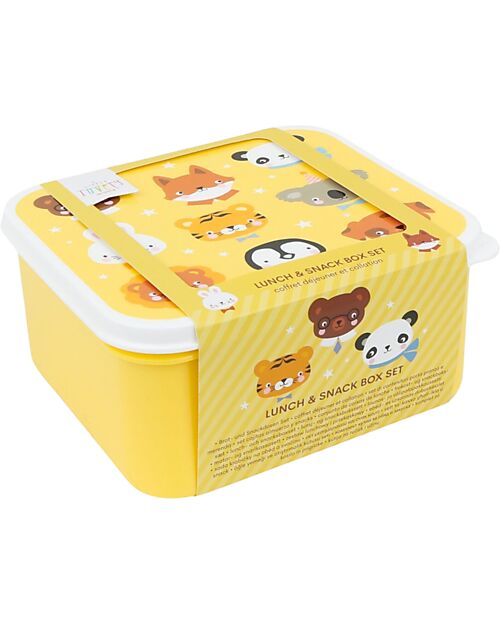 A Little Lovely Company Lunch and Snack Box Set - Animal friends Snack Boxes