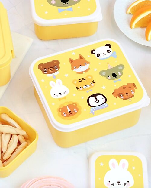 A Little Lovely Company Lunch and Snack Box Set - Animal friends Snack Boxes
