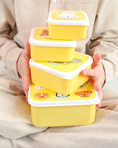 A Little Lovely Company Lunch and Snack Box Set - Animal friends Snack Boxes