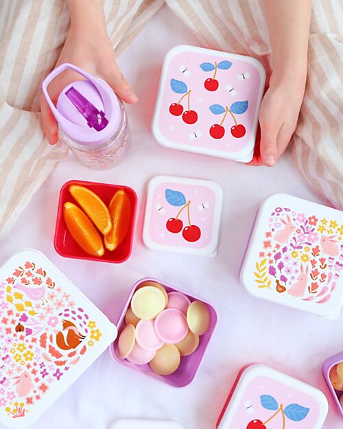A Little Lovely Company Lunch and Snack Box Set - Cherries Snack Boxes