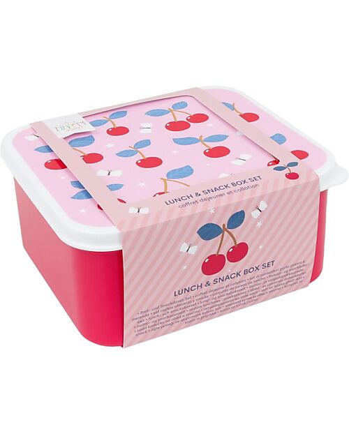 A Little Lovely Company Lunch and Snack Box Set - Cherries Snack Boxes