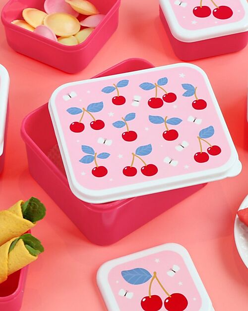 A Little Lovely Company Lunch and Snack Box Set - Cherries Snack Boxes