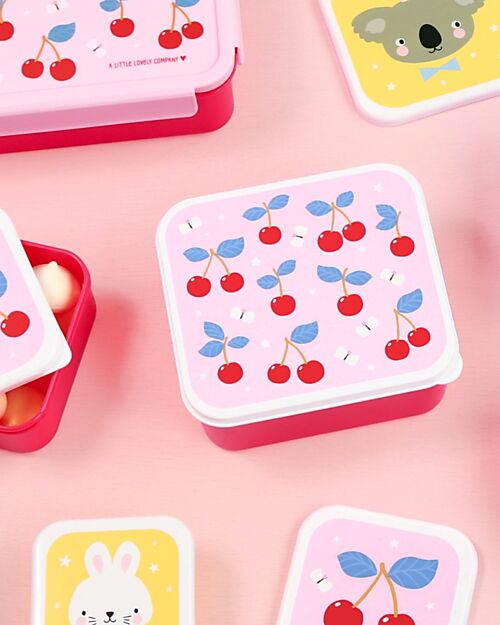 A Little Lovely Company Lunch and Snack Box Set - Cherries Snack Boxes