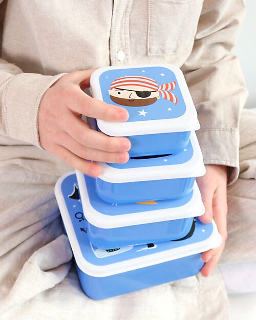 A Little Lovely Company Lunch and Snack Box Set - Pirates Snack Boxes