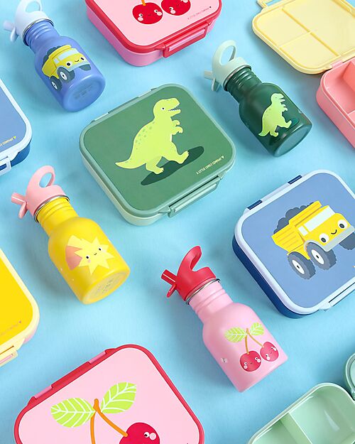 A Little Lovely Company Lunch Box 3 Compartments - Dinosaur - 17 x 5 x 18 cm Food Containers