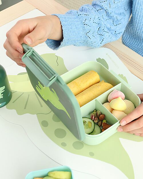 A Little Lovely Company Lunch Box 3 Compartments - Dinosaur - 17 x 5 x 18 cm Snack Boxes