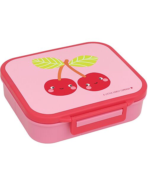 A Little Lovely Company Lunch Box 3 Compartments - Happy Cherries - 17 x 5 x 18 cm Food Containers