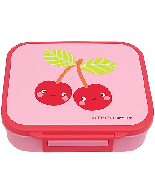 A Little Lovely Company Lunch Box 3 Compartments - Happy Cherries - 17 x 5 x 18 cm Food Containers