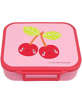 A Little Lovely Company Lunch Box 3 Compartments - Happy Cherries - 17 x 5 x 18 cm Food Containers