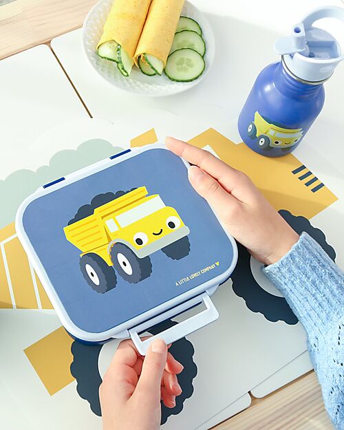 A Little Lovely Company Lunch Box 3 Compartments - Tractor - 17 x 5 x 18 cm Food Containers