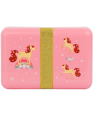 A Little Lovely Company Lunch Box with Stickers, Horse - BPA Free! Snack and Formula Containers