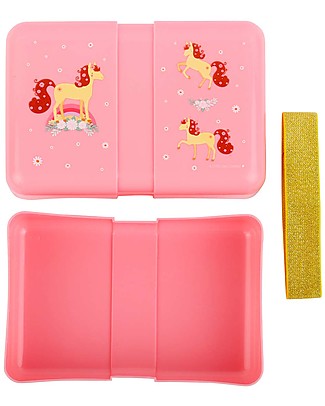 A Little Lovely Company Lunch Box with Stickers, Horse - BPA Free! Snack and Formula Containers