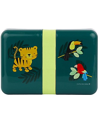 A Little Lovely Company Lunch Box with Stickers, Jungle Tiger - BPA Free! Snack and Formula Containers