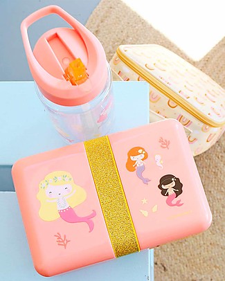 A Little Lovely Company Lunch Box with Stickers - Mermaids- BPA Free! Snack and Formula Containers