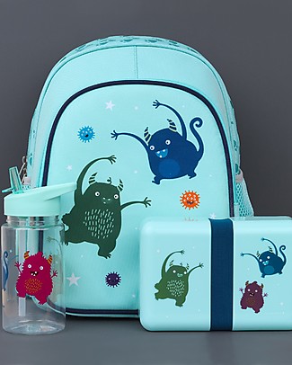 A Little Lovely Company Lunch box with stickers -Monster - BPA Free! Snack and Formula Containers