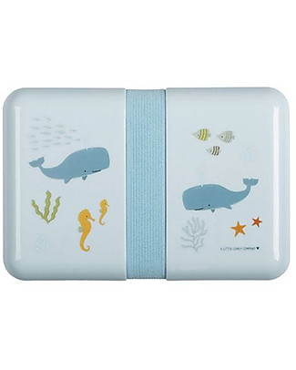 A Little Lovely Company Lunch Box with Stickers - Ocean - BPA Free! Snack and Formula Containers