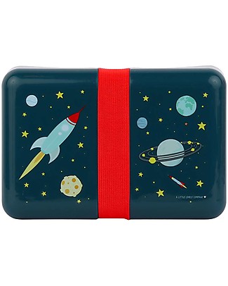 A Little Lovely Company Lunch Box with Stickers, Space - BPA Free! Snack and Formula Containers