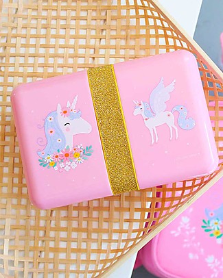 A Little Lovely Company Lunch Box with Stickers - Unicorn - BPA Free! Thermal Containers