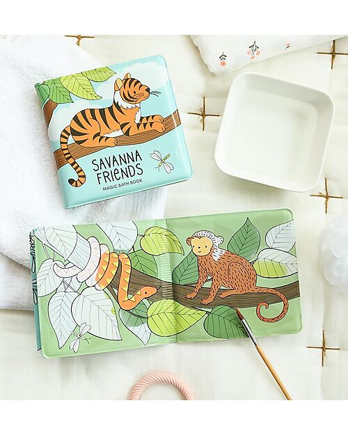 A Little Lovely Company Magic Bath Book - Savanna friends Bath Toys