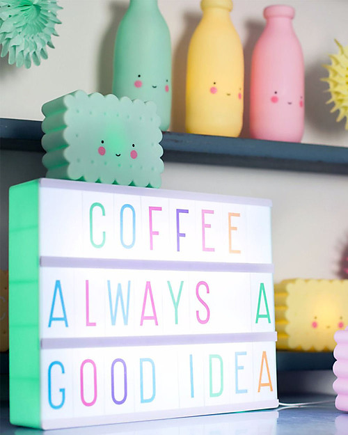 A Little Lovely Company NEW MODEL! Lightbox A4, Mint, with Adapter + 85 Letter Bedside Lamps