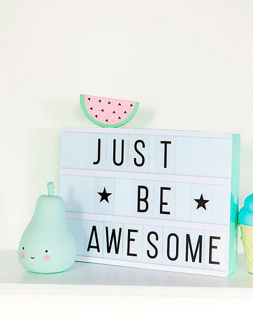 A Little Lovely Company NEW MODEL! Lightbox A4, Mint, with Adapter + 85 Letter Bedside Lamps