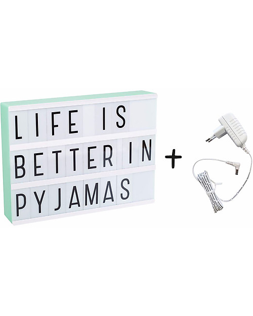 A Little Lovely Company NEW MODEL! Lightbox A4, Mint, with Adapter + 85 Letter Bedside Lamps