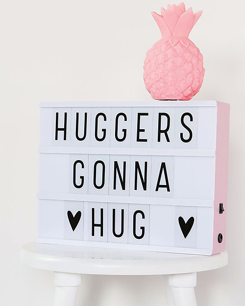 A Little Lovely Company New Model! Lightbox A4, Pink, with Adapter + 85 Letter Bedside Lamps