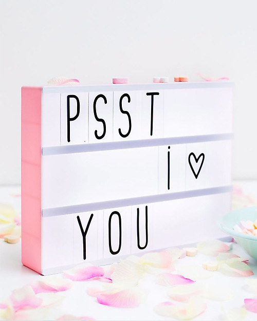 A Little Lovely Company New Model! Lightbox A4, Pink, with Adapter + 85 Letter Bedside Lamps