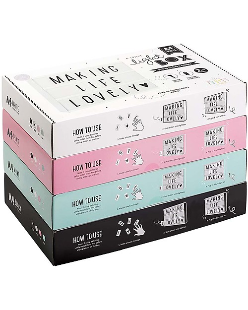 A Little Lovely Company New Model! Lightbox A4, Pink, with Adapter + 85 Letter Bedside Lamps