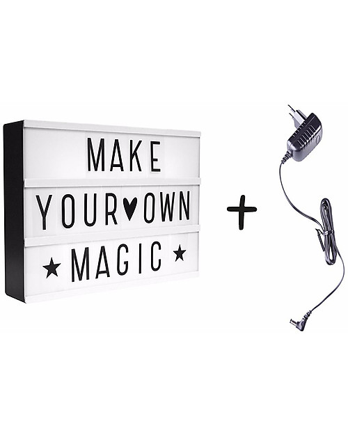 A Little Lovely Company NEW VERSION! Lightbox A4, Black, with Adapter + 85 Letter Bedside Lamps