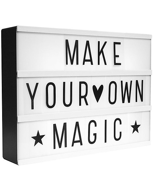 A Little Lovely Company NEW VERSION! Lightbox A4, Black, with Adapter + 85 Letter Bedside Lamps