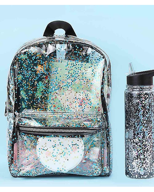 A Little Lovely Company OUTLET Backpack: Glitter - Transparent/Black - Showroom Sample Kindergarten Backpacks