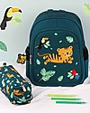 A Little Lovely Company OUTLET Big Backpack, Jungle Tiger, 27 x 32 x 15 cm - Green - Showroom Sample Kindergarten Backpacks
