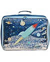 A Little Lovely Company OUTLET Glitter Suitcase, Space - 42 x 31 x 15 cm - Showroom Sample Travel Bags