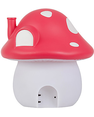 A Little Lovely Company OUTLET LED Night Light, Mushroom House with Stickers - Red - Showroom Sample Bedside Lamps