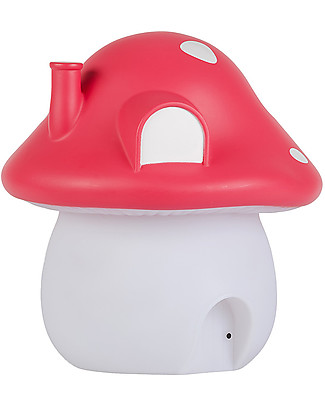 A Little Lovely Company OUTLET LED Night Light, Mushroom House with Stickers - Red - Showroom Sample Bedside Lamps