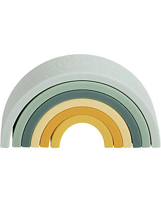 A Little Lovely Company OUTLET - Rainbow Stacking Toy - 100% Silicone -Sage - Showroom Sample Newborn Toys_