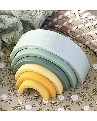 A Little Lovely Company OUTLET - Rainbow Stacking Toy - 100% Silicone -Sage - Showroom Sample Newborn Toys_