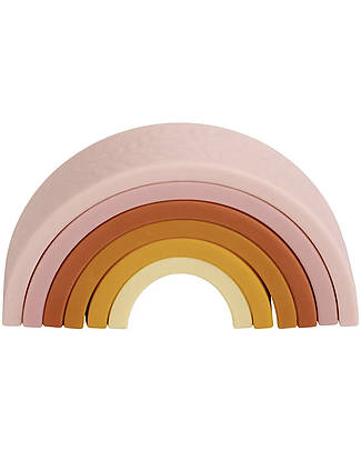 A Little Lovely Company OUTLET - Rainbow Stacking Toy - 100% Silicone -Sunset - Showroom Sample Newborn Toys_