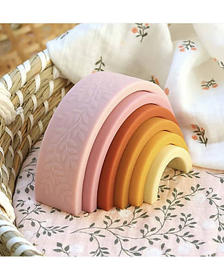 A Little Lovely Company OUTLET - Rainbow Stacking Toy - 100% Silicone -Sunset - Showroom Sample Newborn Toys_